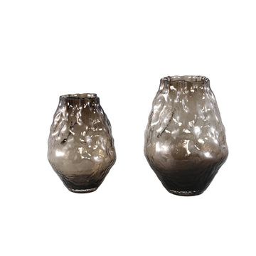 Vase - Brown Glass, Irregular Shape, Textured Surface, L - Narin | PTMD