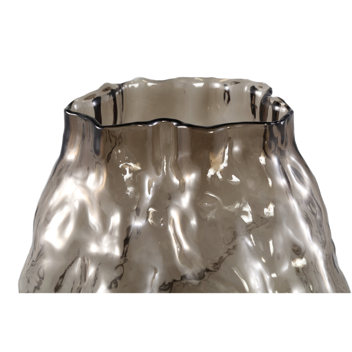 Vase - Brown Glass, Irregular Shape, Textured Surface, L - Narin | PTMD