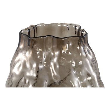 Vase - Brown Glass, Irregular Shape, Textured Surface, L - Narin | PTMD