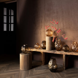 Vase – Cream-colored Glass, Round Shape, Textured Surface, S – Narin | PTMD