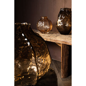 Vase – Cream-colored Glass, Round Shape, Textured Surface, S – Narin | PTMD