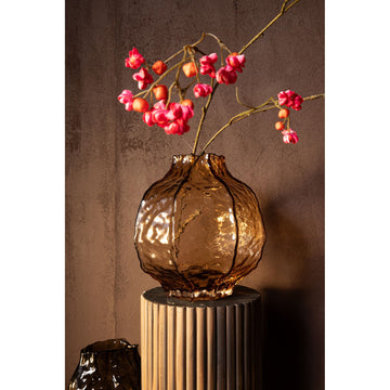 Vase – Brown Glass, Round Shape, Textured Surface, S – Narin | PTMD