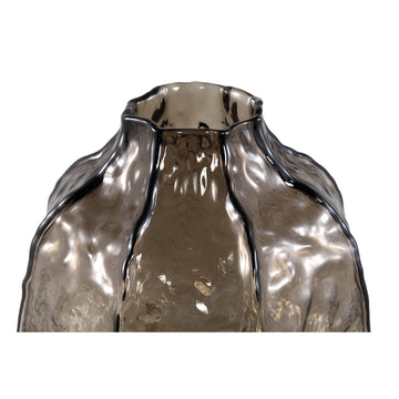 Vase – Brown Glass, Round Shape, Textured Surface, L – Narin | PTMD