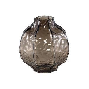 Vase – Brown Glass, Round Shape, Textured Surface, L – Narin | PTMD