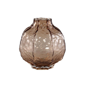 Vase - Cream-colored Glass, Round Shape, Textured Surface, L - Narin | PTMD