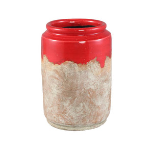 Flowerpot - Glazed Rim, Round Shape, Terracotta Ceramic, Red, L - Breffni | PTMD