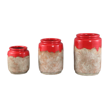Topf – Rund Form, Terrakotta Optik, Rot Glasiert, S - Breffni | PTMD