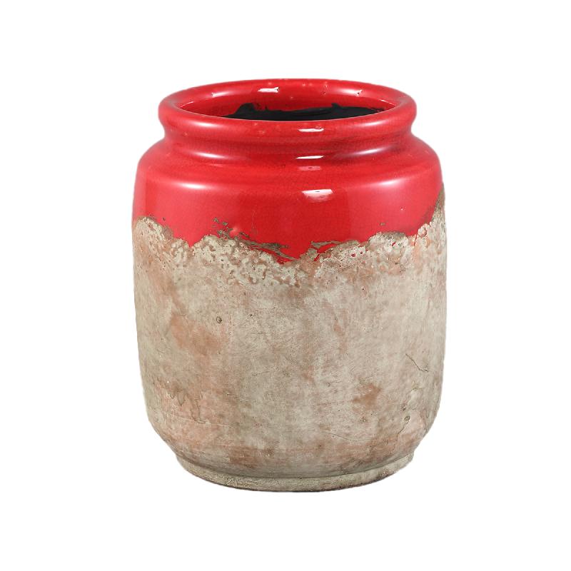 Flower pot – Red surface, Round shape, Terracotta material, S – Breffni | PTMD