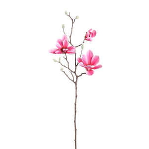 Magnolienblume – Rosafarbener Magnolienzweig mit Knospe aus Stoff und Polyester | PTMD