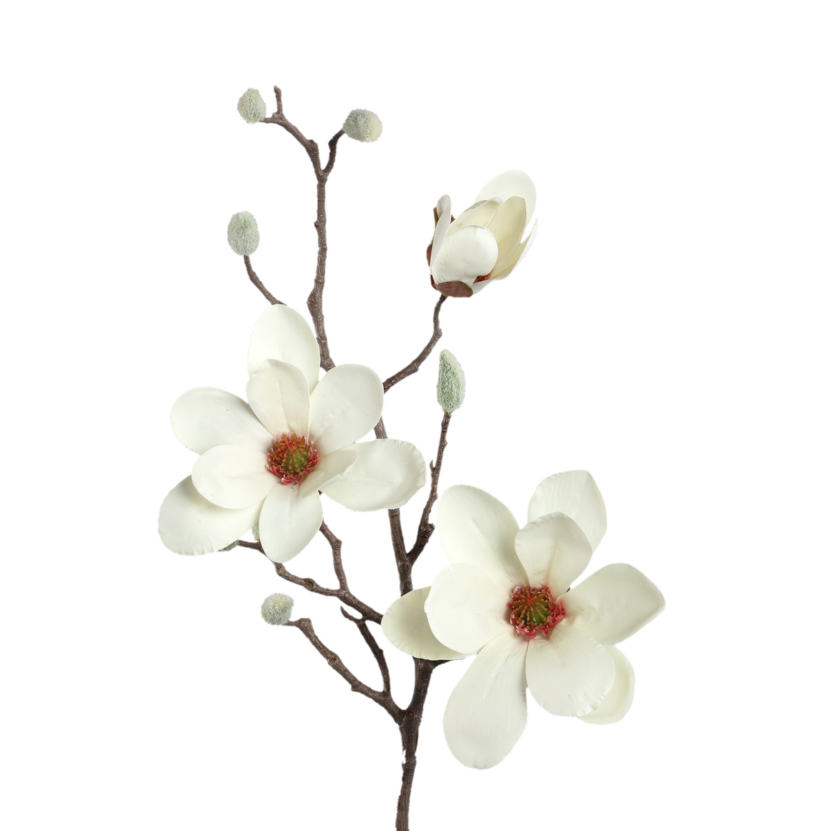 Magnolienblume – Weißer Magnolienzweig mit Knospe aus Stoff und Polyester | PTMD