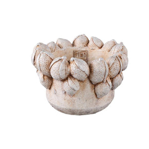 Blumentopf – Runde Form, Zement Material, Zitronen Muster, Creme Oberfläche, M – Latesha | PTMD