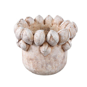 Blumentopf – Runde Form, Zement Material, Zitronen Muster, Creme Oberfläche, L – Latesha | PTMD