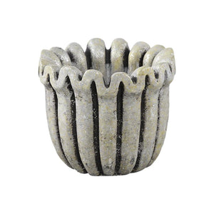 Flower pot – Grey color, Ribbed line structure, Cement material, XS – Raffay | PTMD
