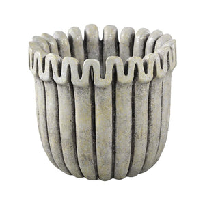 Flowerpot – Grey Color, Ribbed Line Structure, Cement Material, L – Raffay | PTMD