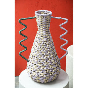 Basket - Purple Paper, Natural Look, Round Shape, With Handles - Veraa | PTMD