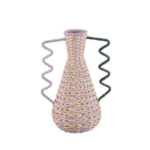 Basket - Purple Paper, Natural Look, Round Shape, With Handles - Veraa | PTMD