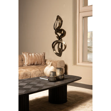 Wandpaneel aus Aluminium-Metall in Goldoptik mit Wirbeldesign, L – Neven | PTMD