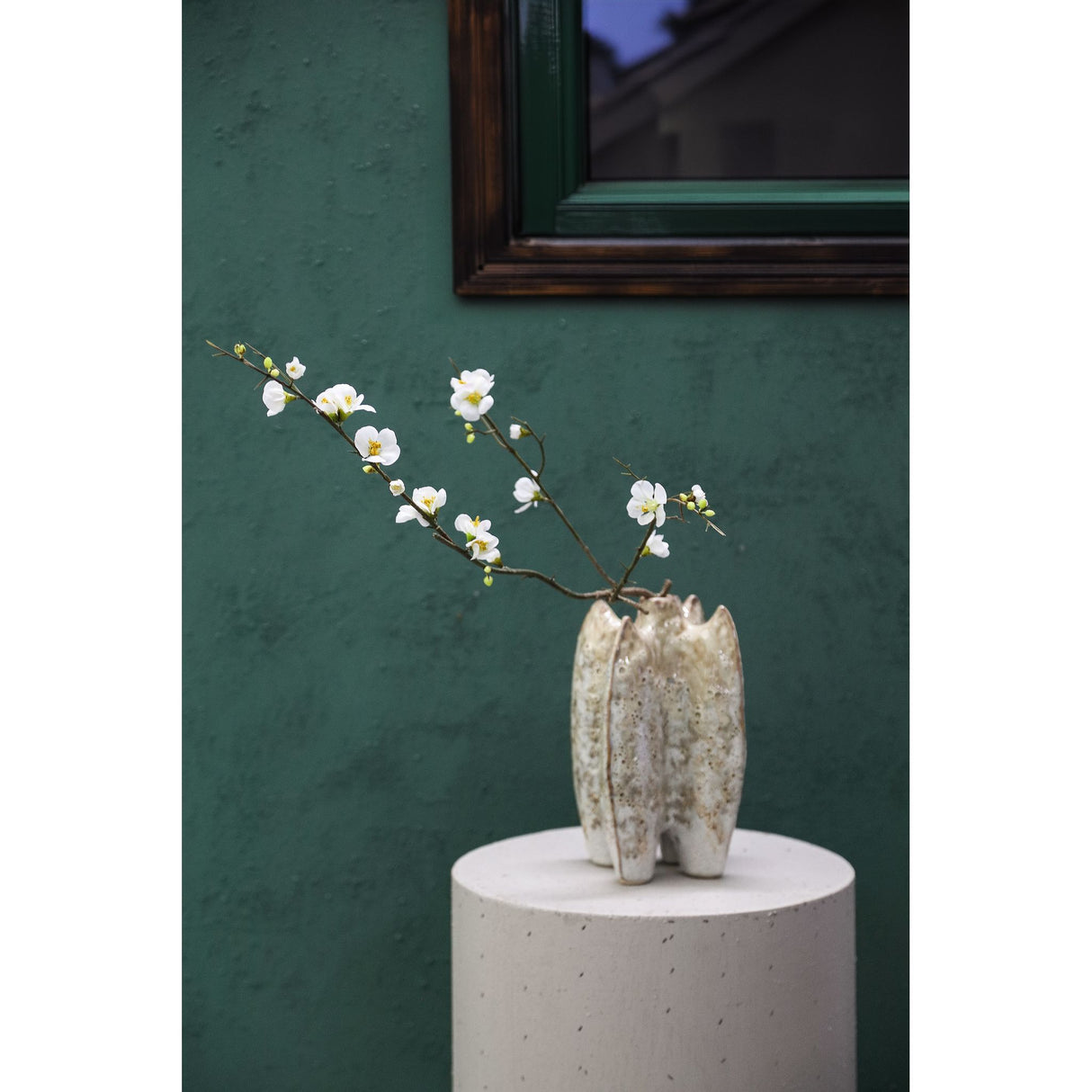Kunstblume – Weißer Kirschblütenzweig, Schlichte Zweigform, Halbhandgefertigt | PTMD