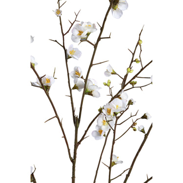 Kunstblume - Kirschblütenzweig mit naturgetreuen Blüten aus weißem Polyestergewebe | PTMD