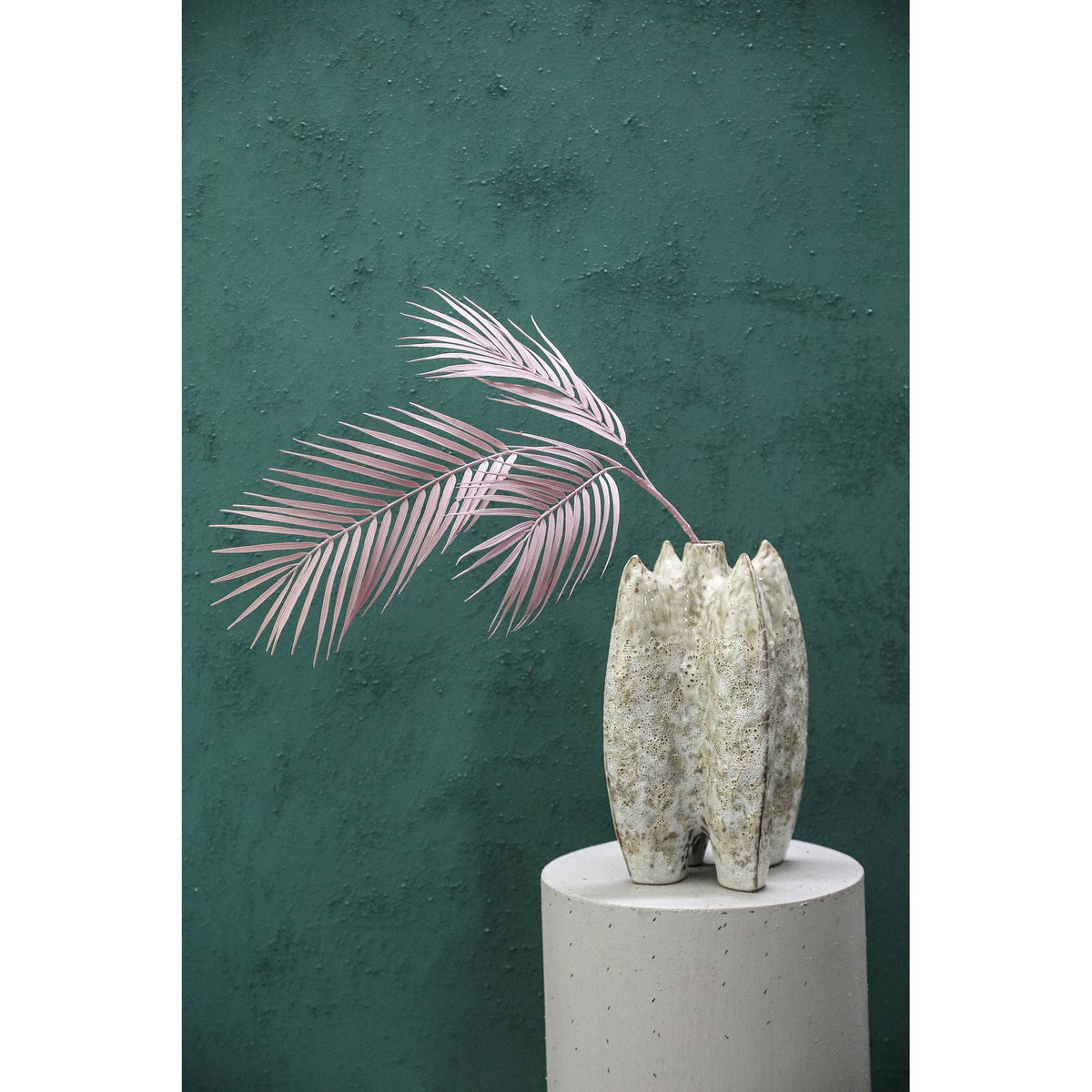 Kunstpflanze - Rosa Farn Spray, Kunststoff, Metall | PTMD