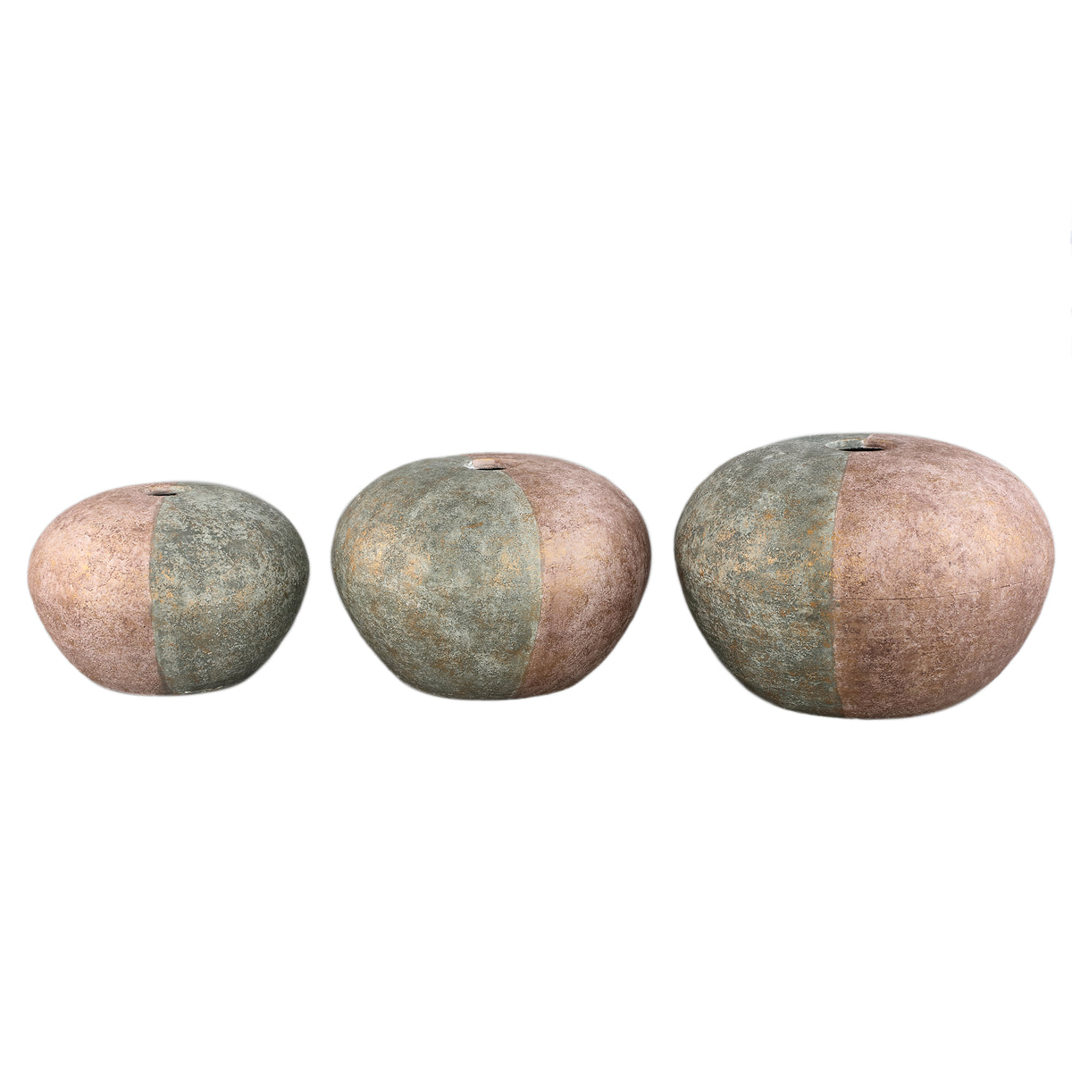 Vase - Grey, Half Brown, Round Shape, Cement, L - Chareece | PTMD