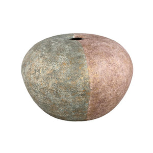 Vase - Grey, Half Brown, Round Shape, Cement, L - Chareece | PTMD
