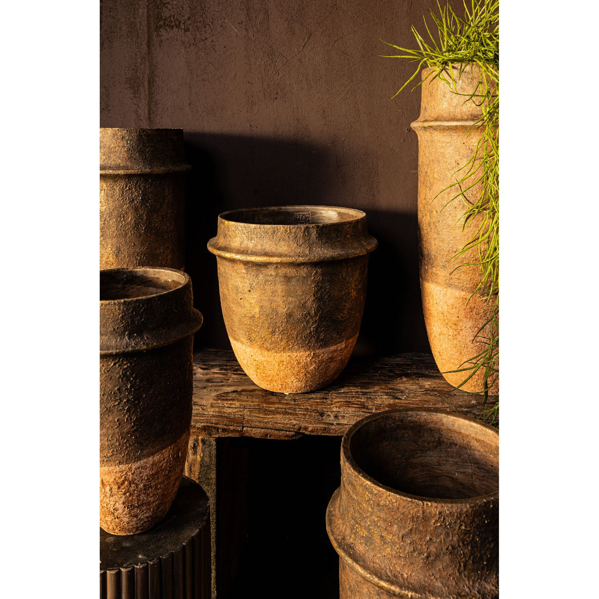 Flower Pot – Grey Surface, Two-Tone Look, Cement Material, L – Christenee | PTMD