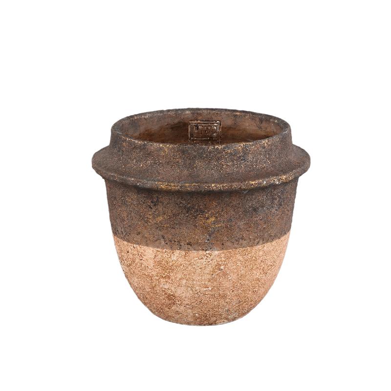 Flower pot - Gray surface, Two-tone look, Cement material, M - Christenee | PTMD