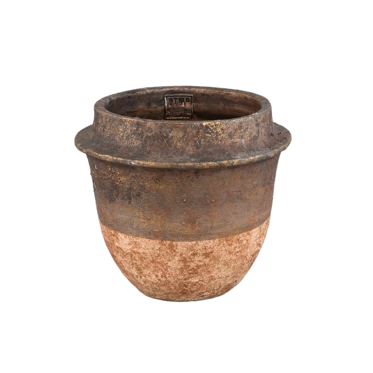 Flower Pot – Grey Surface, Two-Tone Look, Cement Material, L – Christenee | PTMD
