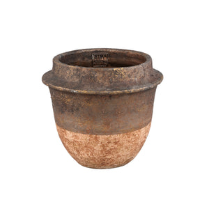 Flower Pot – Grey Surface, Two-Tone Look, Cement Material, L – Christenee | PTMD
