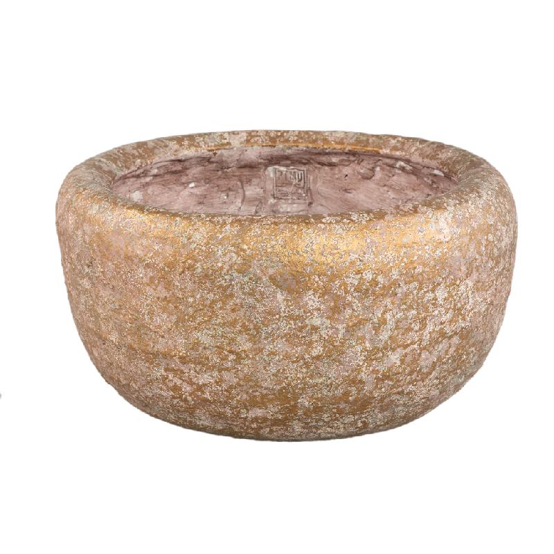 Blumentopf - Runder Zement, Taupefarbe, Schlichte Form, XL – Skye-Leigh | PTMD