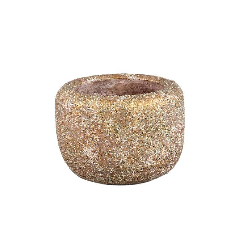 Blumentopf - Runder Zement, Taupefarbe, Schlichte Form, M – Skye-Leigh | PTMD