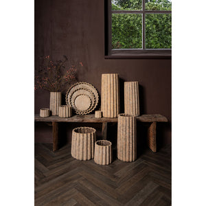Topf – Gerippte Struktur, Zement, Rund, XL - Jaydean | PTMD