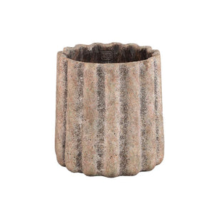 Topf – Gerippte Struktur, Zement, Rund, XL - Jaydean | PTMD
