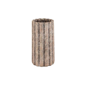 Flowerpot – Gray Color, Ribbed Structure, Cement Material, Tall Shape, XS – Jaydean | PTMD