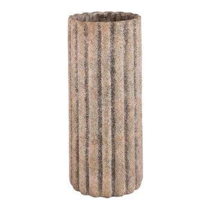 Flower Pot – Grey Color, Ribbed Structure, Cement Material, Tall Shape, L – Jaydean | PTMD