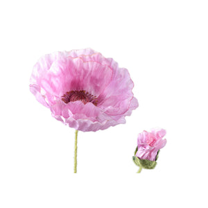 Mohnblume – Violetter Mohnzweig mit Blättern aus Polyestergewebe | PTMD