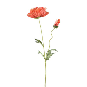 Mohnblume – Oranger Mohnzweig mit Blättern aus Polyestergewebe | PTMD