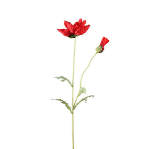 Mohnblume – Roter Mohnzweig mit Blättern aus Polyestergewebe | PTMD