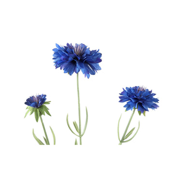 Gartenblume – Blaue Kornblume mit Blättern aus Polyester, Eisen und PE-Kunststoff | PTMD