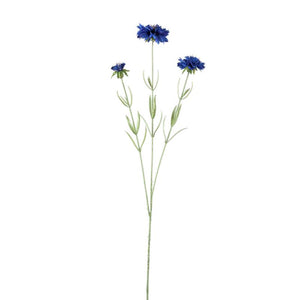 Garden Flower – Blue Cornflower with Leaves made of Polyester, Iron, and PE Plastic | PTMD
