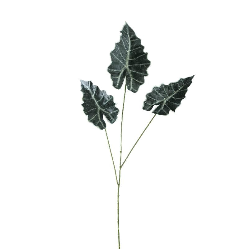 Artificial Plant - Green Alocasia Leaves Spray, Fabric, Iron Metal, Plastic | PTMD