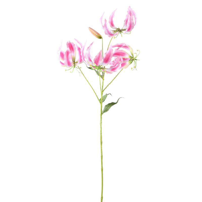 Gartenblume – Rosa Gloriosa-Spray mit Blättern aus Polyesterstoff, Eisenmetall und PE-Kunststoff | PTMD
