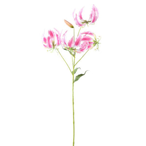 Gartenblume – Rosa Gloriosa-Spray mit Blättern aus Polyesterstoff, Eisenmetall und PE-Kunststoff | PTMD