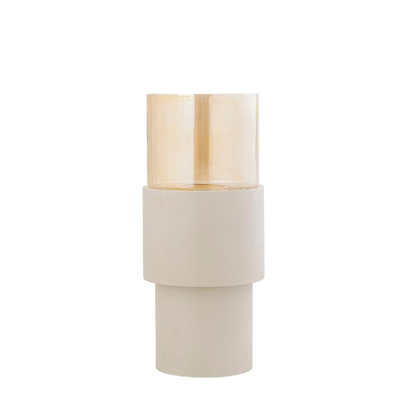 Windlicht – Cremefarbenes Eisengestell, Lüster Glasaufsatz, Elegantes Bodendesign, S – Soon | PTMD