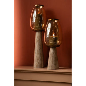 Hurricane Lantern – White Marble Base, Lustre Glass Top, Conical Design, S – Berdand | PTMD