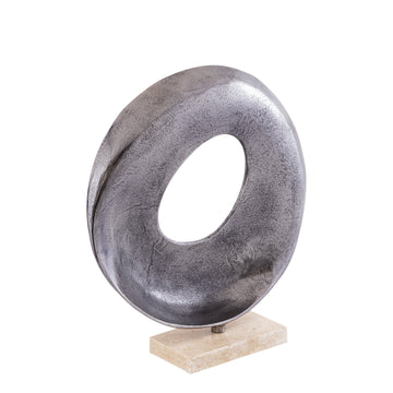 Statue – Offenes Design, Runde Form, Aluminium Material, Silber, XL – Daweson | PTMD