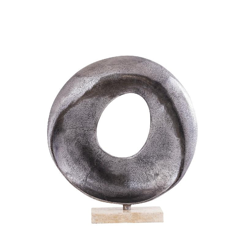 Statue - open round shape, cast aluminum, silver-colored nickel look, XL – Daweson | PTMD