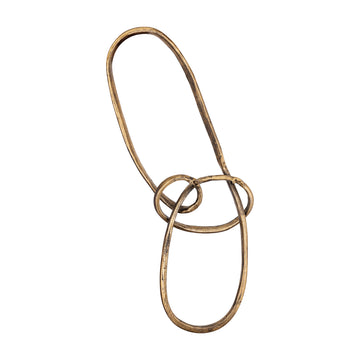 Wall decoration made of cast aluminum in brass look with knot design, oval shape, L – Wun | PTMD