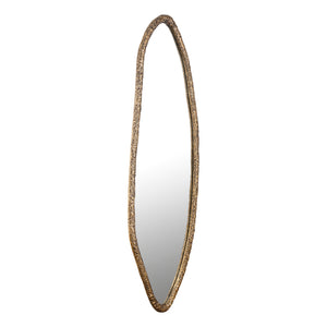 Wall Mirror - Glass & Cast Aluminum Metal, Oval Shape, Handmade, Gold - Paisley | PTMD